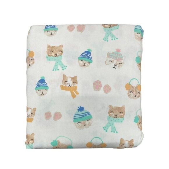 CUDDL DUDS 100% Cotton Heavyweight Queen Flannel Sheet Set Winter Snow Cat NEW - Picture 1 of 5